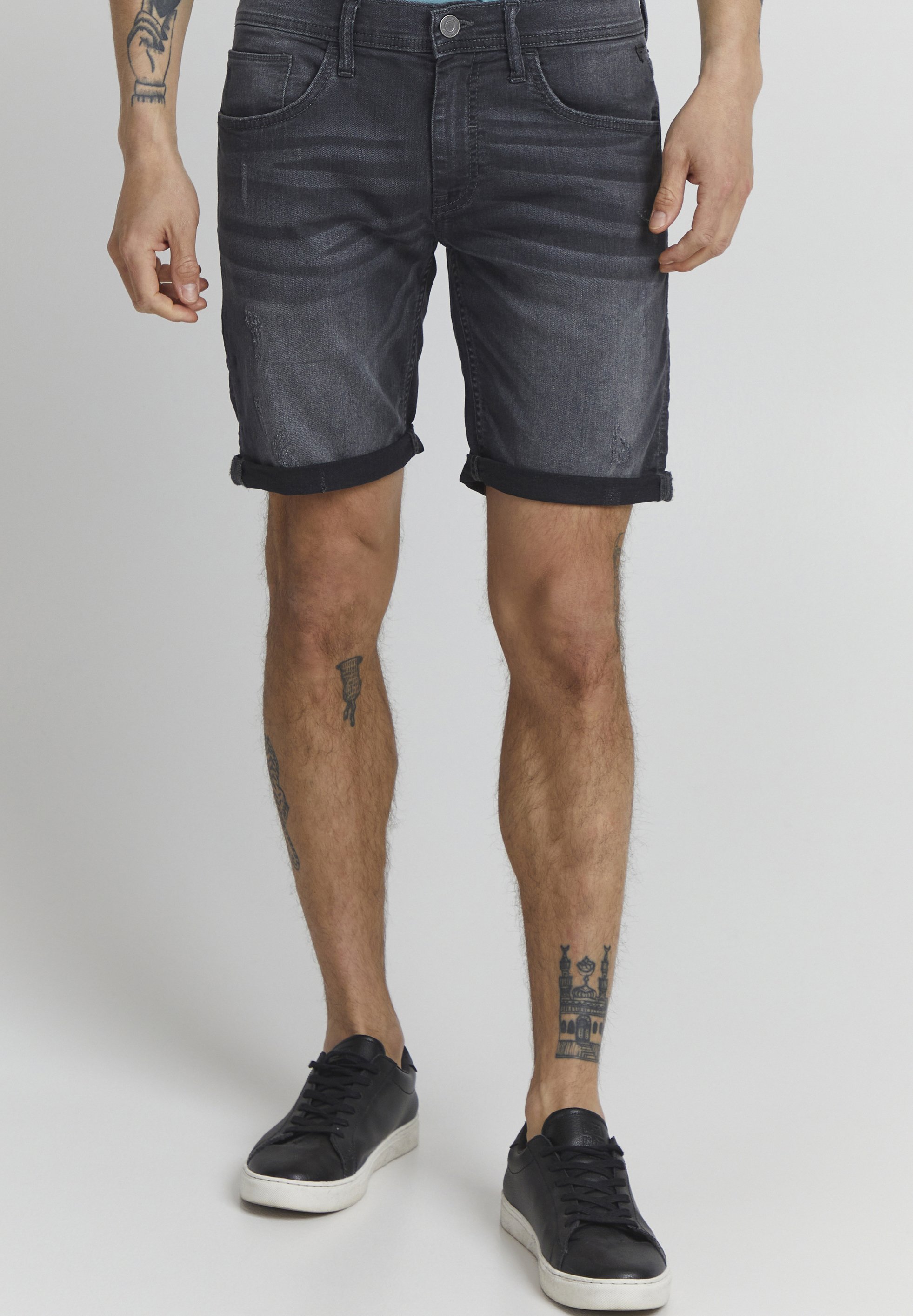 Short En Jean Homme BLEND - Coupe Regular Fit - Taille Avec Boucles, 5 Poches - Matière Stretch Douce - Taille M
