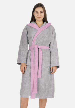 ZWEIFARBIG - Bademantel - grau rosa