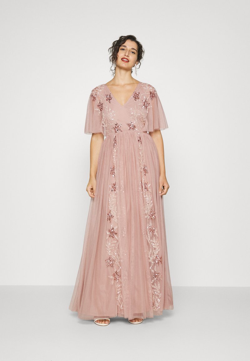 maya deluxe pink dress Maya Pink Floral Embellished Long Sleeve Maxi Dress Maya Deluxe