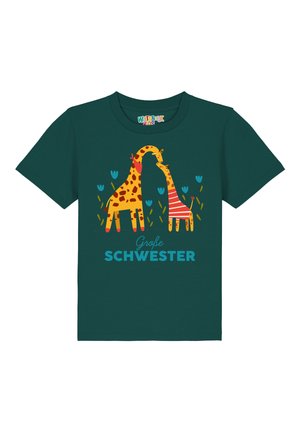 GIRAFFE GROSSE SCHWESTER - Print T-shirt - glazed green