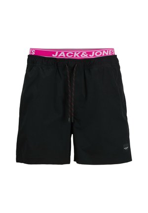 PSTMAUI DOUBLE WAISTBAND - Badeshorts - black neon pink