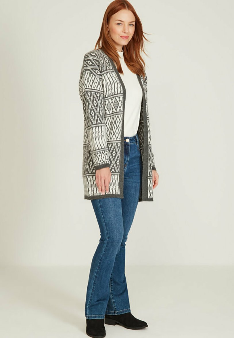 M\u0026Co AZTEC LONGLINE - Cardigan - grey 