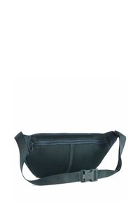 Borsa a tracolla in rete nera con tasca con zip, tracolla regolabile e fibbia in plastica. Caratterizzata da una forma aerodinamica e da un tessuto testurizzato.