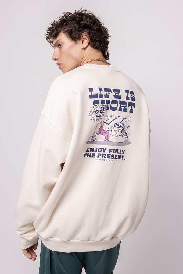 CREW LIFE IS SHORT UNISEX - Sweatshirt - ivory