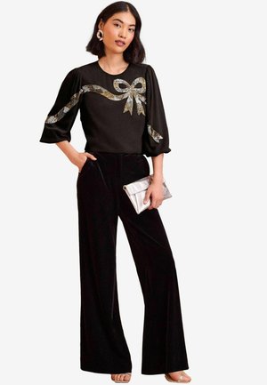 Love & Roses SEQUIN BOW DESIGN - REGULAR FIT - Pusero - black