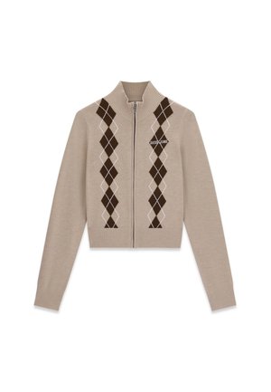 Guess, GJ LS MN ARGYLE ZIPPED SWTR - Gilet - brown