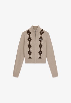 Guess, GJ LS MN ARGYLE ZIPPED SWTR - Gilet - brown