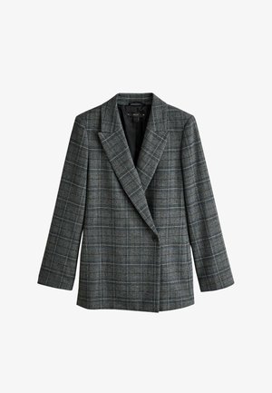 Next, TALL FIT - CHECK ASYMMETRIC BLAZER - Kurzmantel - grey blue