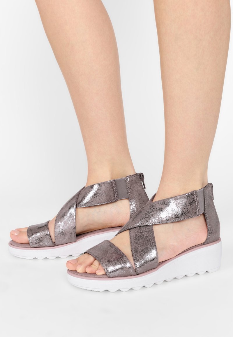 Clarks Keilsandalette - zinn-metallic