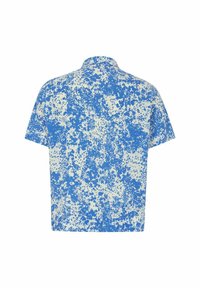 Short-sleeve shirt in cotton with a blue and white splatter pattern, featuring a classic collar and a relaxed fit.