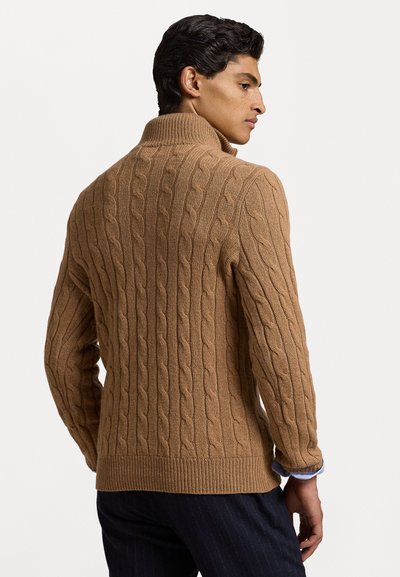 Polo Ralph Lauren CABLE-KNIT CASHMERE QUARTER-ZIP JUMPER - Džemperis - brown sugar melange