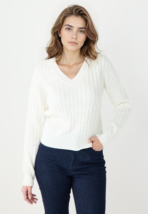 V-NECK PATTERN - Jumper - ecru