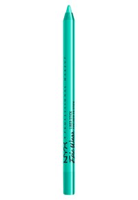 NYX Epic Wear Liner Stick i lys teal, snygg kropp, spetsig spets. Svart textlogotyp längs sidan, slät yta.