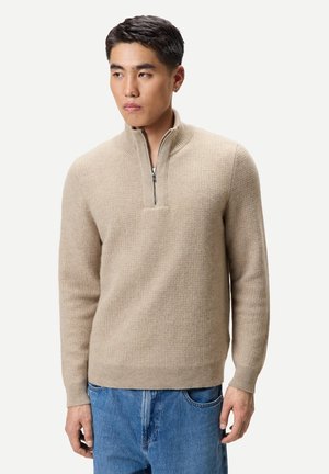 WAFFLE HALF-ZIP - Strickpullover - warm grey
