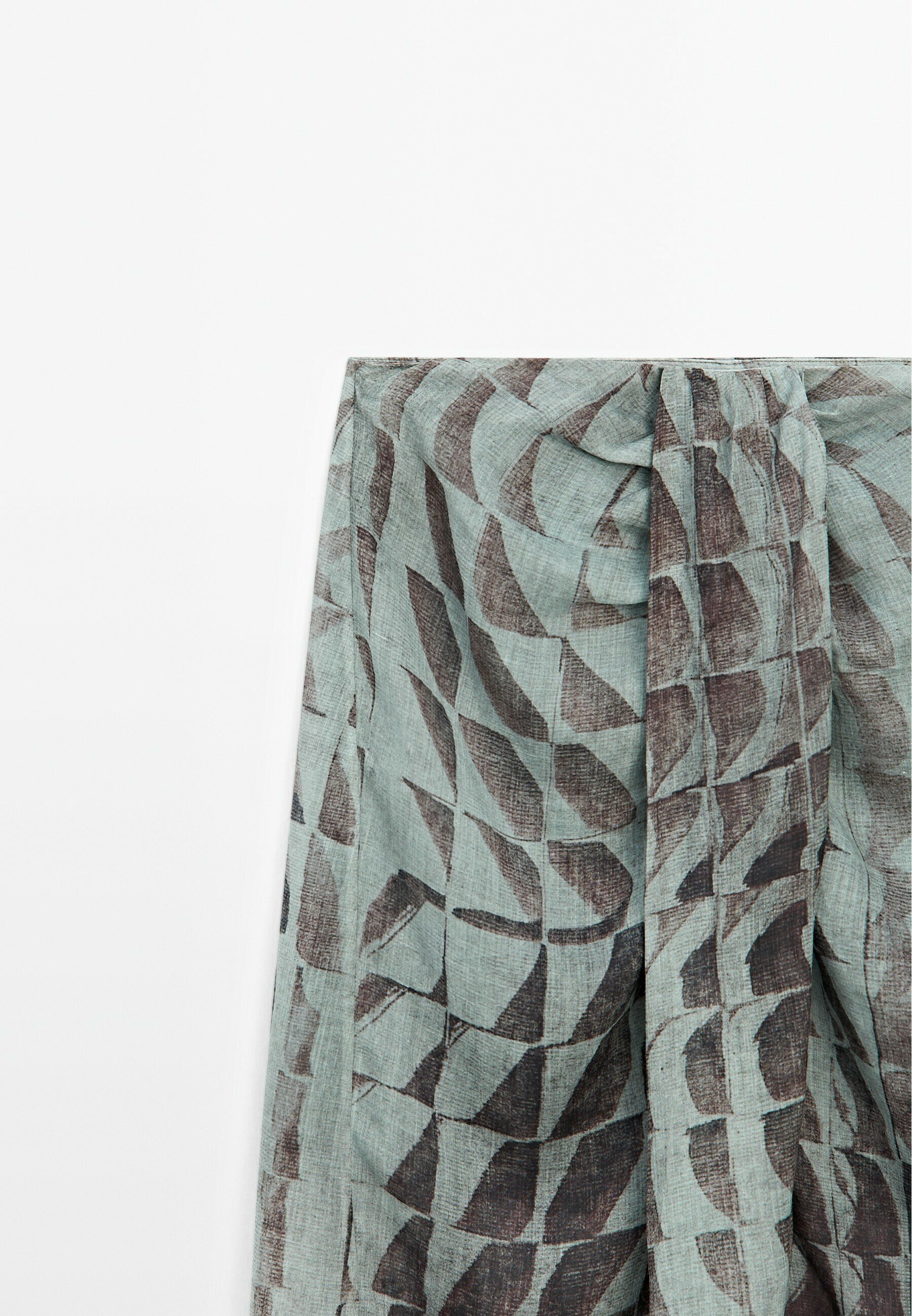 Massimo Dutti PRINTED MIDI WITH GATHERED DETAIL - A-line
