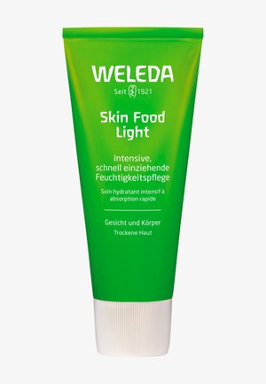 Weleda Skin Food Light zielona tubka, intensywnie szybko wchłaniający się nawilżacz do twarzy i ciała, odpowiedni dla skóry suchej.