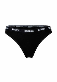 String noir en tissu doux, avec une ceinture noire arborant le logo "DIESEL" en blanc et un design lisse et épuré.