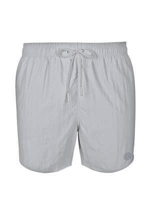 Svijetlosivi kupaći šortsi izrađeni od lagane tkanine, s elastičnim pojasom i vezicom, te diskretnim logotipom sprijeda.