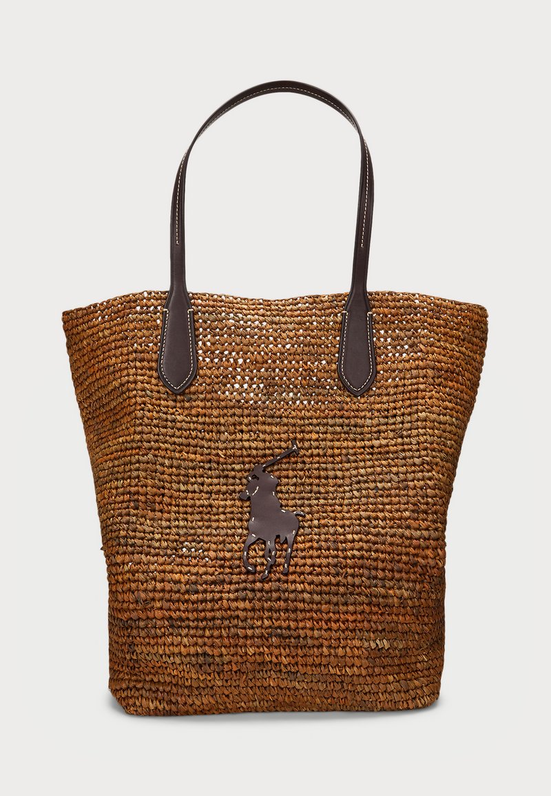Polo Ralph Lauren BIG PONY RAFFIA LARGE TOTE - Τσάντα Tote - toasted almond/chocolate