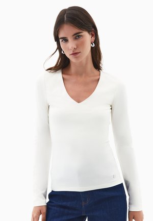 V NECK - - Maglietta a manica lunga - ice milk