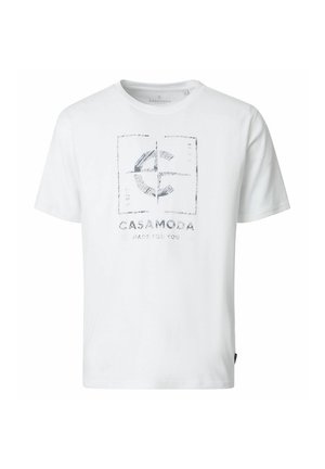 Wit T-shirt met korte mouwen met een vervaagd vierkant logo en de tekst "CASAMODA MADE FOR YOU" middenvoor.