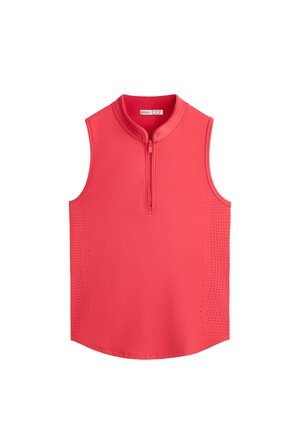 OYSHO, SLEEVELESS HALF-ZIP T-SHIRT 35416290 - Top - washed red