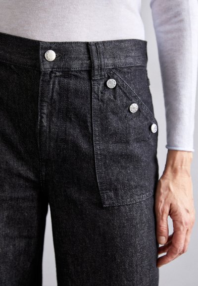 Filippa K LOOSE BUTTONED - Wide leg - washed black