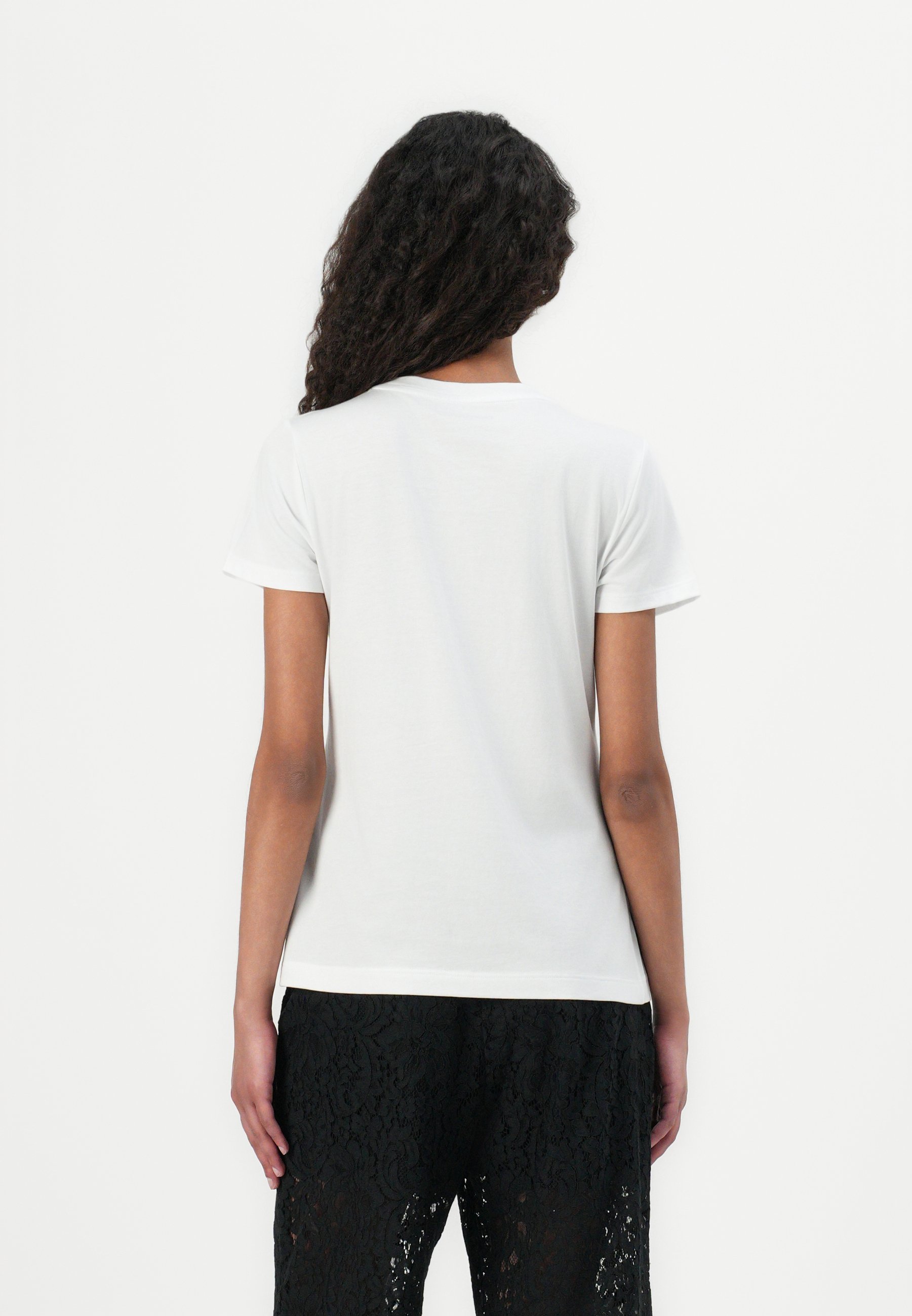 売れ筋商品|||ダナ キャラン ニューヨーク Tシャツ レディース トップス GLITTER RHINESTONE LOGO TEE - Print T-shirt - white/silver coloured Embellished Logo Tee | DKNY