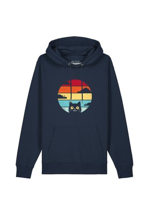 watapparel, RETRO SUNSET CAT UNISEX - Sweat à capuche - french navy