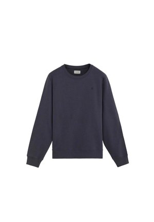 Mørkeblå crewneck-sweatshirt lavet af blødt stof, med lange ærmer og ribbede manchetter. Diskret logodetalje på brystet.