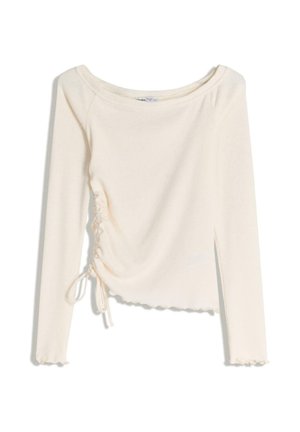 Bershka LONG SLEEVE RUCHED - Langærmet T-shirt - beige