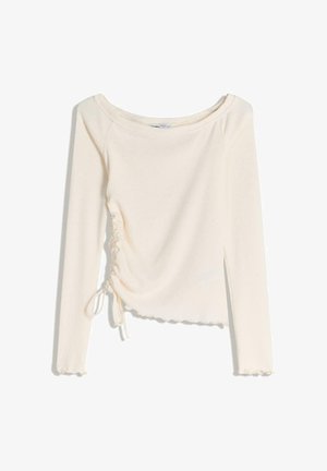 Bershka LONG SLEEVE RUCHED - Langærmet T-shirt - beige