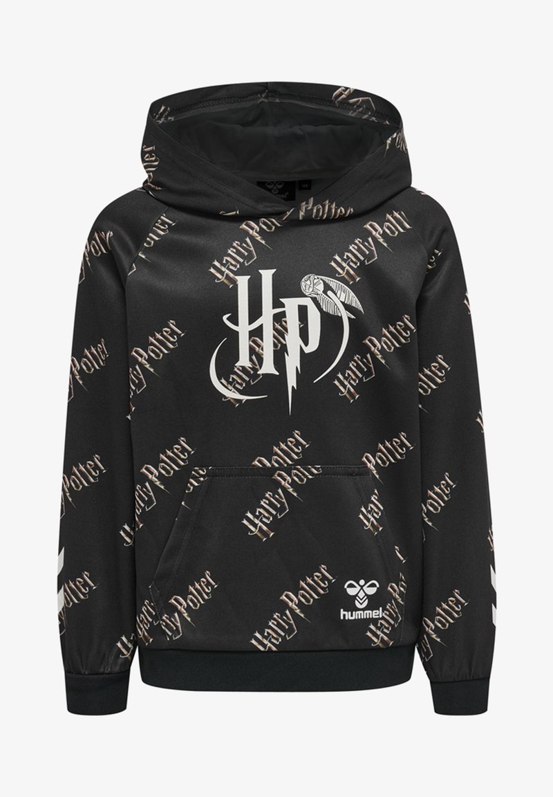 Felpa nera con cappuccio caratterizzata da un motivo ripetuto di "Harry Potter", logo bianco a contrasto, tasca a marsupio e polsini e orlo a costine.