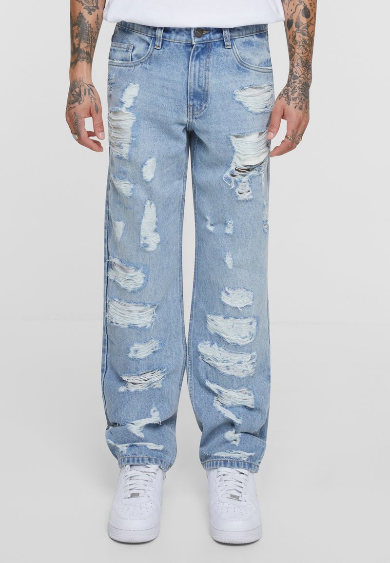 Urban Classics - HEAVY OUNCE STRAIGHT FIT  - Jeans Straight Leg - new light blue heavy destroyed washed, Vergrößern