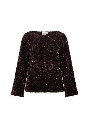 VILA, LONG SLEEVED TOP VIFAITH SEQUIN - Blouse - coffee bean