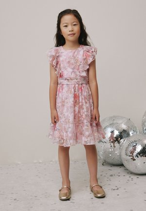 Next REGULAR FIT - FLORAL RUFFLE PARTY  - Päevakleit - pink