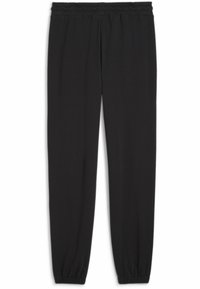 Sorte sweatpants med elastisk talje og tapered ankler. Lavet af et blødt, struktureret stof for komfort og let bevægelse.