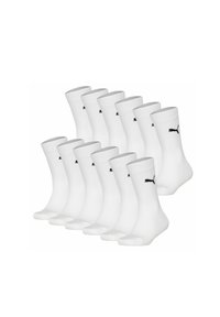 Ett paket med 12 vita strumpor, med ribbad mudd, förstärkt häl och tå, samt en liten svart Puma-logotyp på varje strumpa. Material i bomullsblandning.
