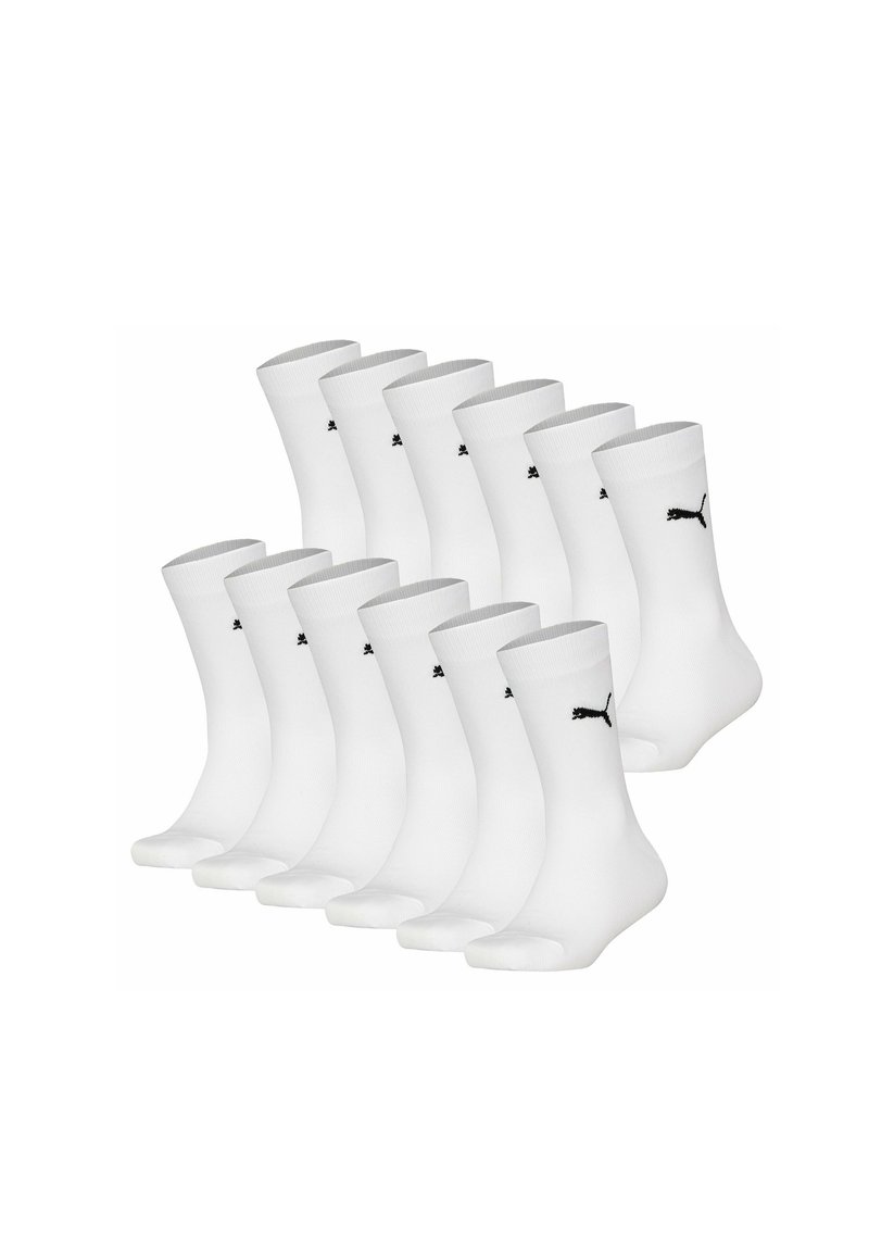 Ett paket med 12 vita strumpor, med ribbad mudd, förstärkt häl och tå, samt en liten svart Puma-logotyp på varje strumpa. Material i bomullsblandning.