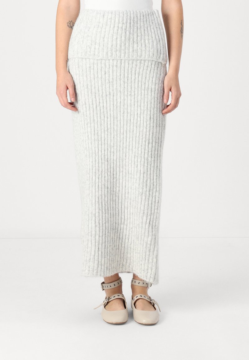 Gina Tricot FOLDED DOWN SKIRT - Maxi szoknya - grey