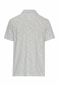 Grijze polo shirt met korte mouwen en een gestructureerde afwerking, voorzien van dunne horizontale strepen. Klassiek kraagontwerp. Geen zichtbare logo's of accenten.