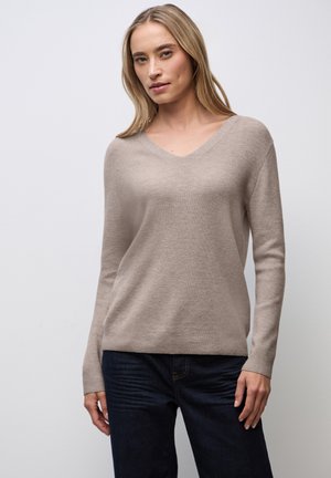 BASIC V-NECK - Strickpullover - beige