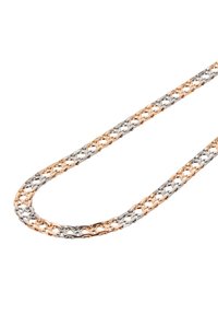 Toværs kæde halskæde sammensat af sammenkoblede rose gold og sølvfarvede metalled, med en struktureret finish og et elegant design.