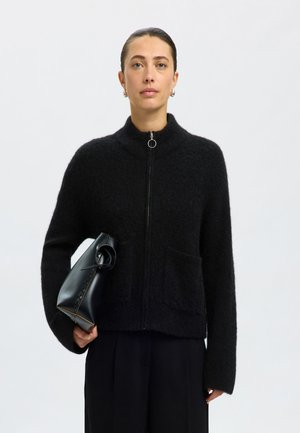 Selected Femme SLFSIA ZIPPER CARDIGAN  - Cardigan - black
