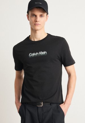 Calvin Klein FLOCK LOGO - Camiseta estampada - black
