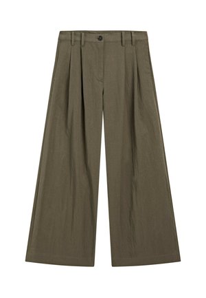 Massimo Dutti, TECHNICAL WIDE-LEG PLEATED PANTS - Pantalon classique - mottled brown