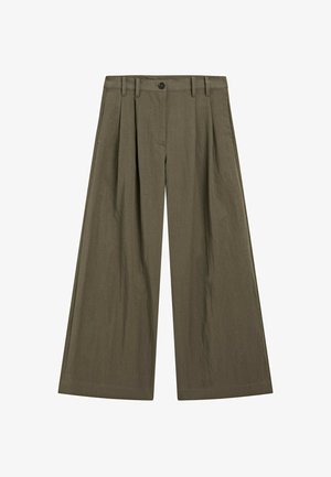 Massimo Dutti, TECHNICAL WIDE-LEG PLEATED PANTS - Pantaloni - mottled brown