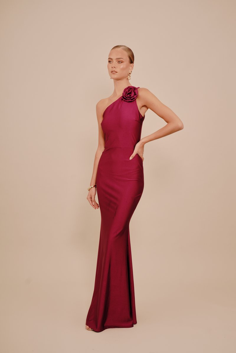 one shoulder evening dresses uk A-Line Elastic Silk like Satin Maxi Formal Wedding Guest Dress COCOMELODY  B0DRFDHVGZ main image 1