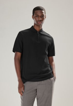 Next, REGULAR FIT - TEXTURED ZIP NECK  - Polo shirt - black