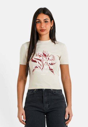 FLOWER - T-shirt con stampa - beige